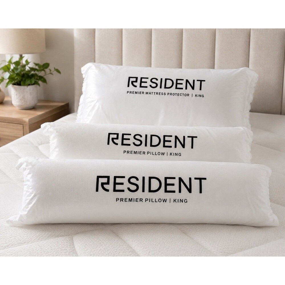 Lot of 2 Resident Premier King Pillows + King Mattress Protector Open Box